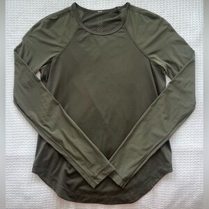 Lululemon Run Long Sleeve Mesh Sleeve Olive Green Size 4 Athleisure